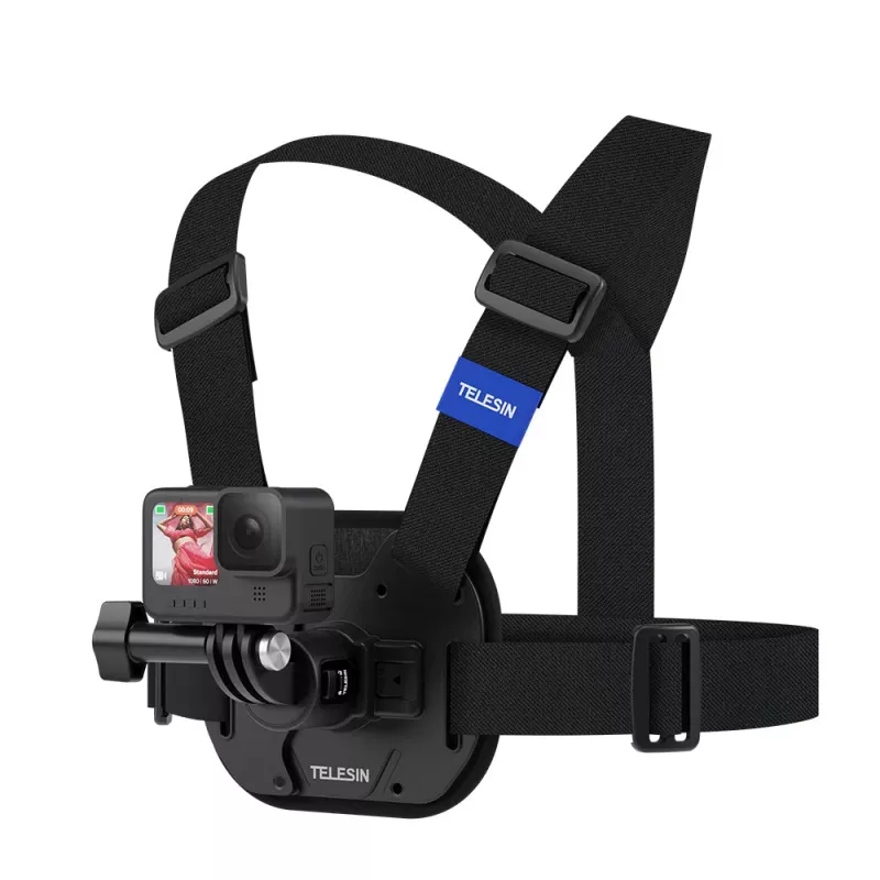 TELESIN Soporte de pecho para cámaras de acción Insta360 GoPro SJCAM DJI Xiaomi - Negro
