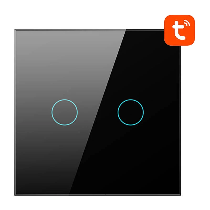 AVATTO TS02-EU-B2 Interruptor de luz inteligente WiFi 2 canales Negro