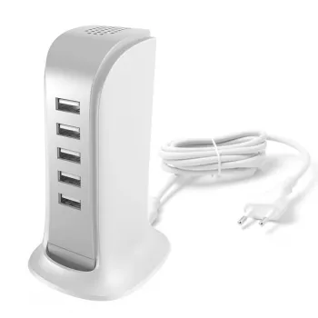 Cargador USB Dudao 5x con cable de red EU integrado blanco (A5EU)
