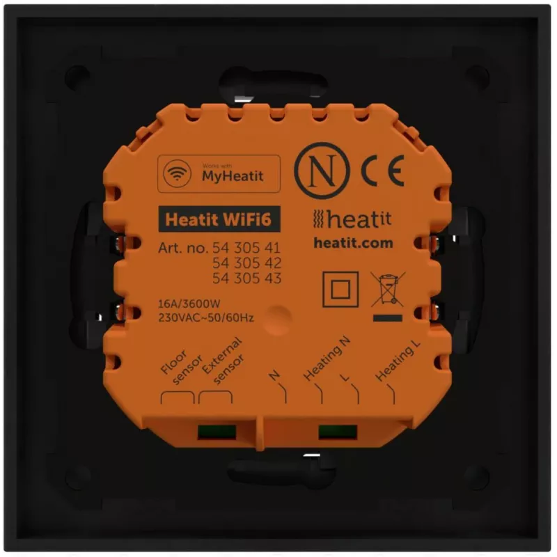 HEATIT WiFi6 Black Matt Termostato Wi-Fi 3600W 16A