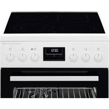 AEG CCB56491BW Cocina eléctrica independiente con placa vitrocerámica, horno de convección de 73L y horno convencional de 39L, blanco