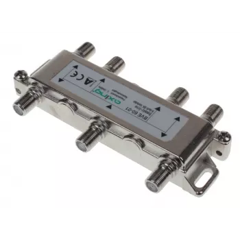 AXING AX BVE 6-01 distribuidor TV/SAT de 6 tomas, 75 Ohm, conector F, zinc fundido a presión, negro
