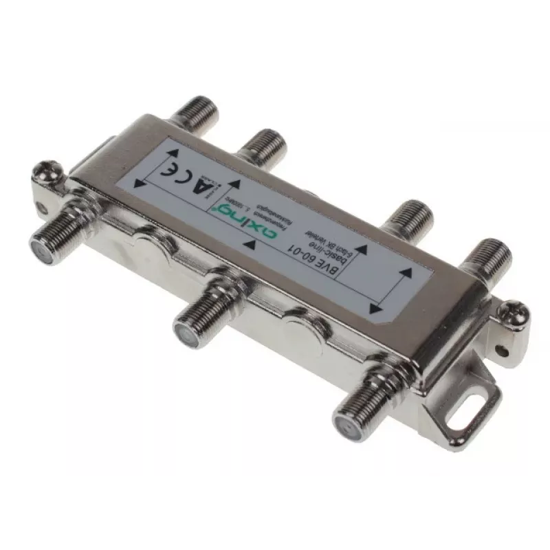 AXING AX BVE 6-01 distribuidor TV/SAT de 6 tomas, 75 Ohm, conector F, zinc fundido a presión, negro