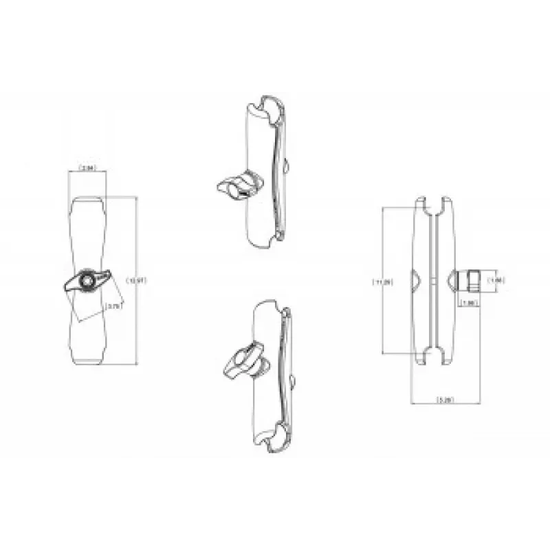 RAM Brazo de doble base largo para bolas de 2,25 inch tamaño D