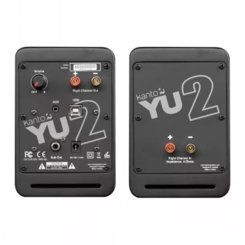 Kanto Audio YU2MB-CG Altavoces activos de 3 vías con DAC USB y AUX de 3,5 mm - Negro mate (incl. cable de alimentación tipo C y G)