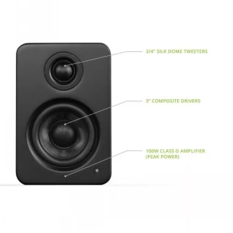 Kanto Audio YU2MB-CG Altavoces activos de 3 vías con DAC USB y AUX de 3,5 mm - Negro mate (incl. cable de alimentación tipo C y G)
