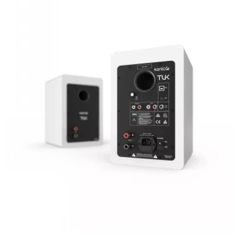 KANTO AUDIO TUKMW-FG Altavoces activos premium con salida de auriculares, DAC USB, previo de fono integrado, Bluetooth, blanco mate (incl. cable de alimentación tipo F y G)