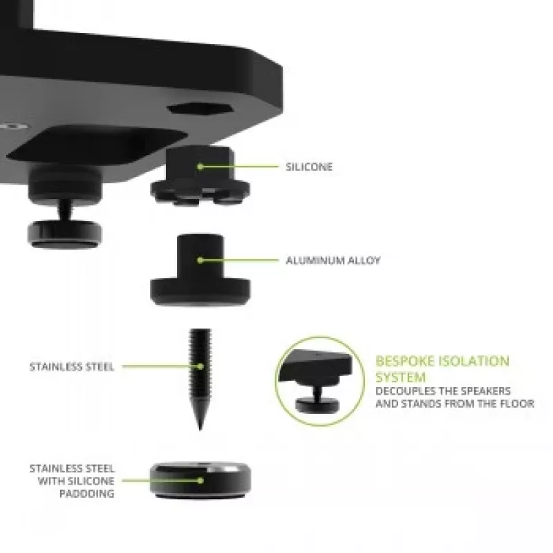 Kanto Audio 22 Soportes de altavoz altos rellenables con patas aislantes - Negro (par)