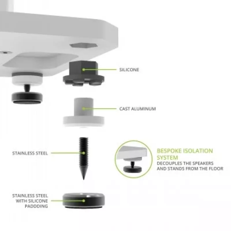 KANTO AUDIO 26 Soportes de altavoz altos rellenables con patas aislantes - Blanco (par)
