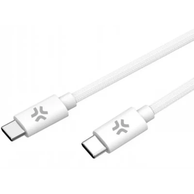 CELLY USBCUSBCCOTT - cable USB-C a USB-C de algodón trenzado blanco (Power Delivery)