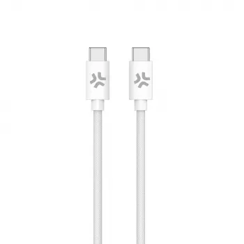 CELLY USBCUSBCCOTT - cable USB-C a USB-C de algodón trenzado blanco (Power Delivery)