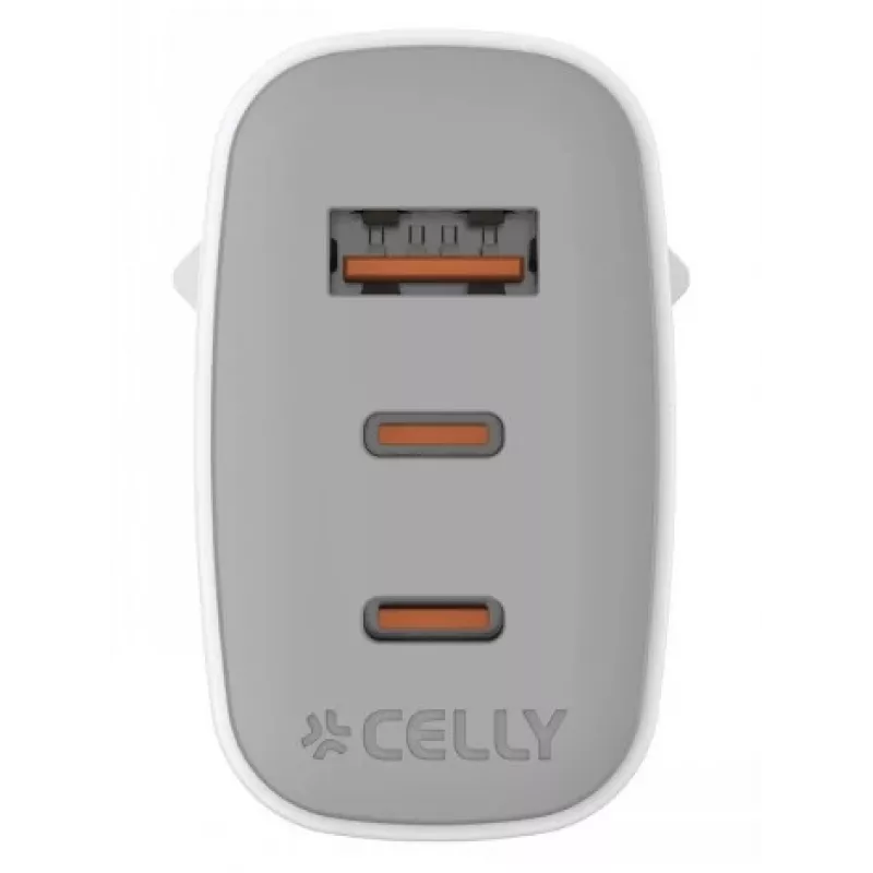 CELLY UP TC 1 USB 2 USB-C 65W WH GaN cargador de pared blanco