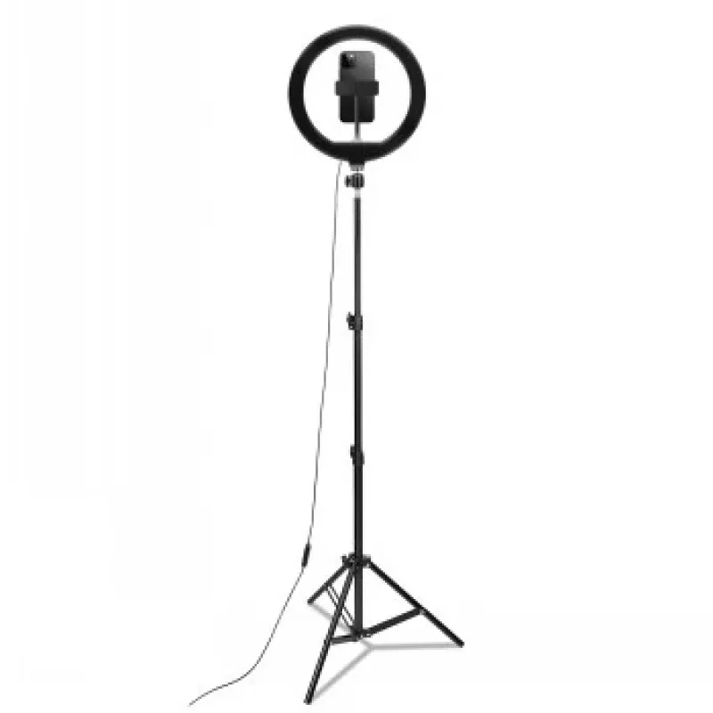 CELLY Ring Professional trípode con luz - 160 cm, panel LED anular de 10 inch, alimentación USB, negro