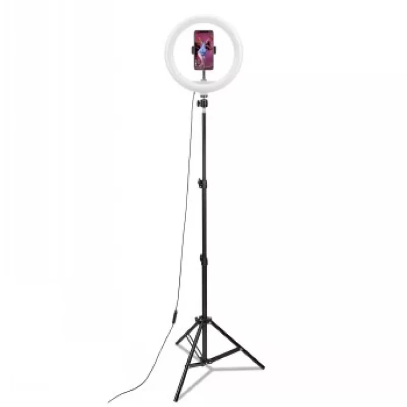 CELLY Ring Professional trípode con luz - 160 cm, panel LED anular de 10 inch, alimentación USB, negro