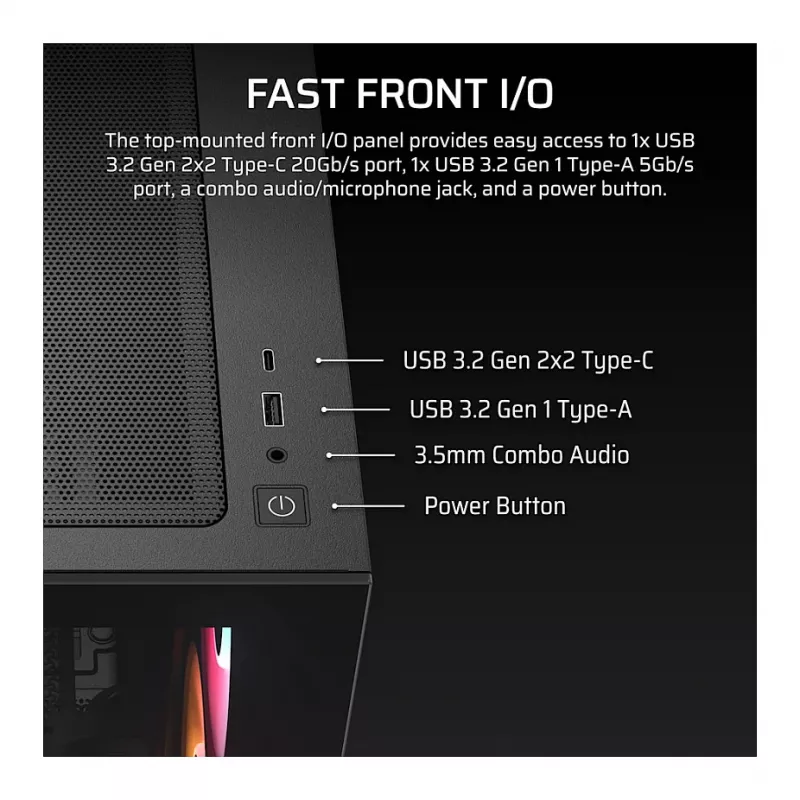 Corsair 2800X RS-R ARGB caja de PC Micro-ATX, cristal templado, negro, 3 ventiladores RS120-R ARGB