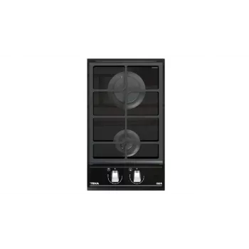 TEKA GAS HOB GZC 32300 XBC BK (E4) - Placa de gas empotrable de 2 fuegos con parrillas de hierro fundido, Negro