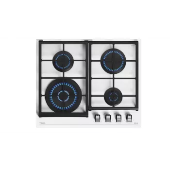 TEKA GZC 64320 XBC WH Placa de gas - Cristal templado blanco, 4 quemadores con quemador wok