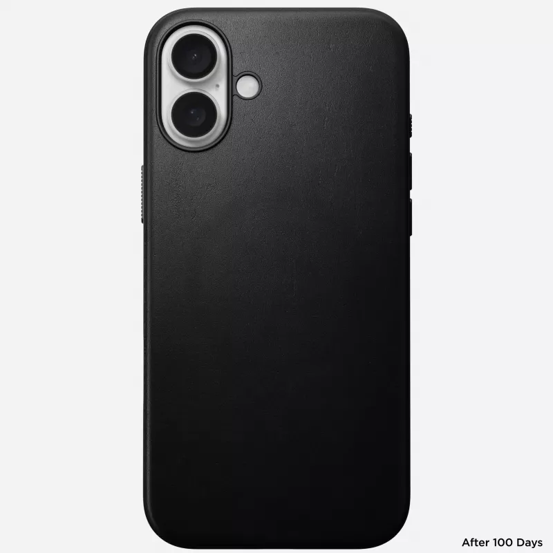 Funda de piel Nomad Modern para iPhone 16 Plus - negro