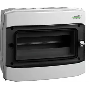 NOARK PHS 12T Caja de superficie IP65 12 módulos 1 fila Gris puerta transparente