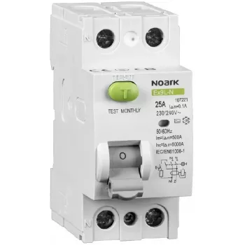 NOARK Ex9L-N 2P 25A 30mA RCCB Tipo AC 6kA Interruptor diferencial