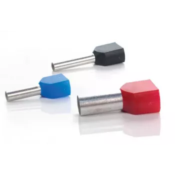 TRYTYT Terminal tubular doble aislado 2x4,0mm² 12mm Gris (100 uds.) DUID-2x4,0-12SZ