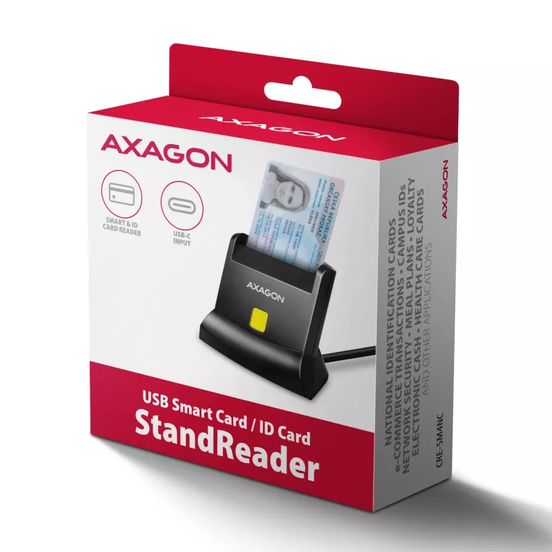 AXAGON CRE-SM4NC Lector de tarjetas inteligentes USB-C de sobremesa - Negro