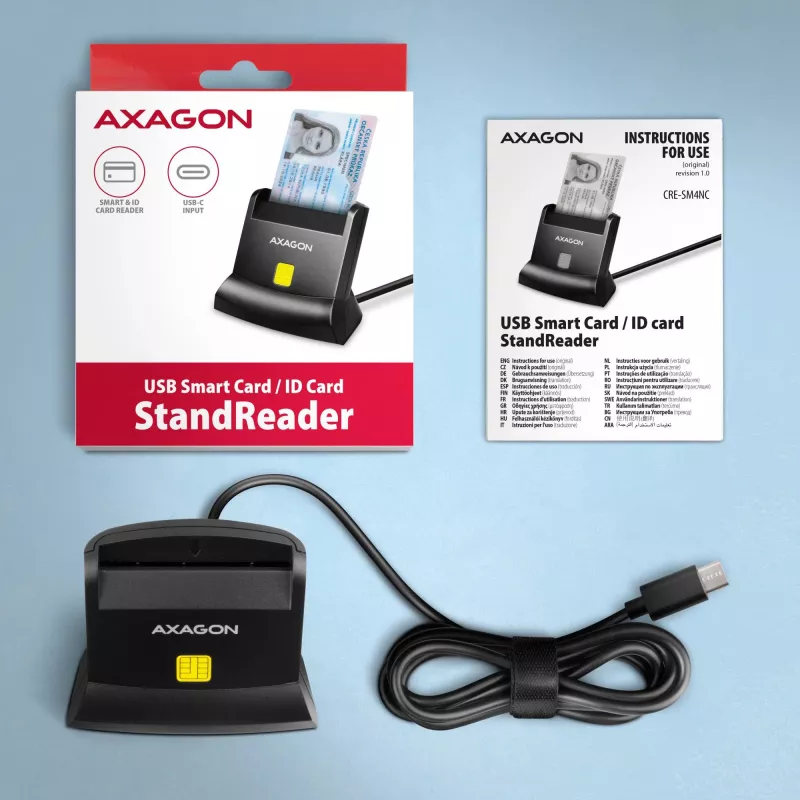 AXAGON CRE-SM4NC Lector de tarjetas inteligentes USB-C de sobremesa - Negro