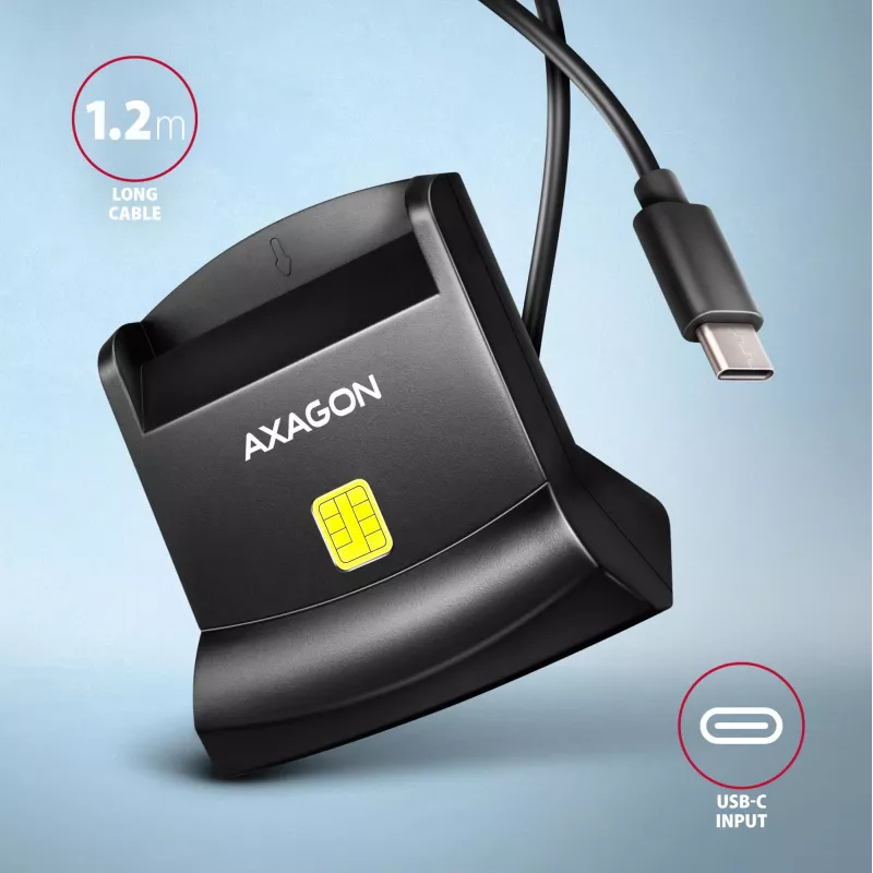 AXAGON CRE-SM4NC Lector de tarjetas inteligentes USB-C de sobremesa - Negro
