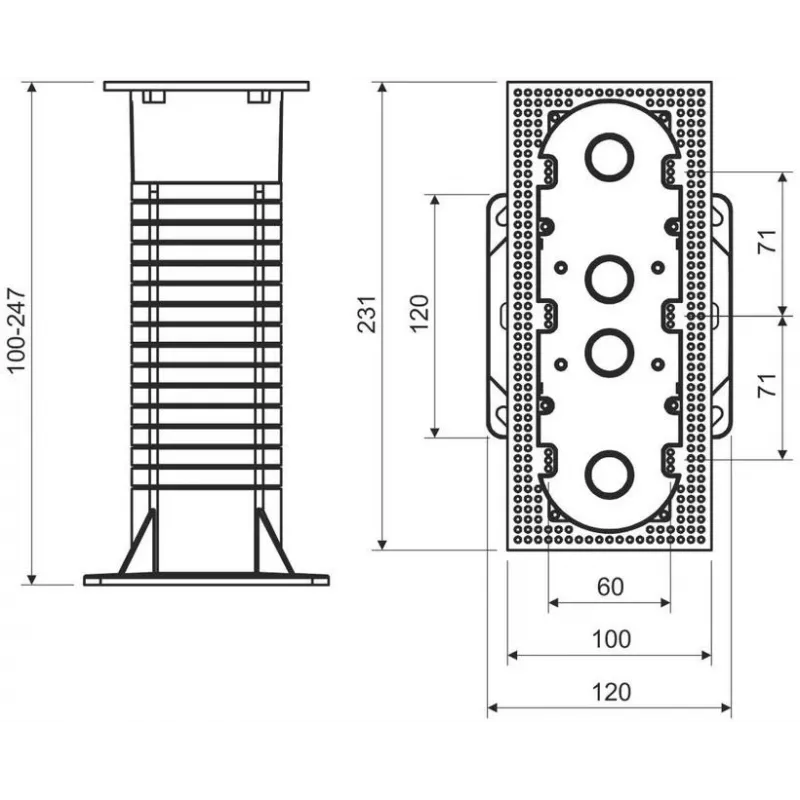 KOPOS KEZ-3_KB Caja de instalación triple para sistemas de aislamiento térmico exterior, Naranja
