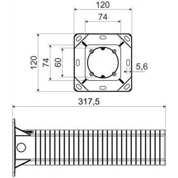 KOPOS KEZ-300_KB Caja de derivación empotrable para sistemas de aislamiento térmico exterior (SATE) - Naranja, 300 mm de espesor de aislamiento