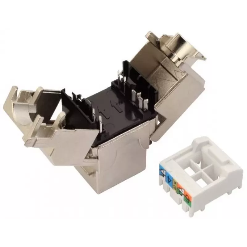 Solarix Cat.6A STP RJ45 Keystone Jack sin herramienta Negro SXKJ-10G-STP-BK-SA