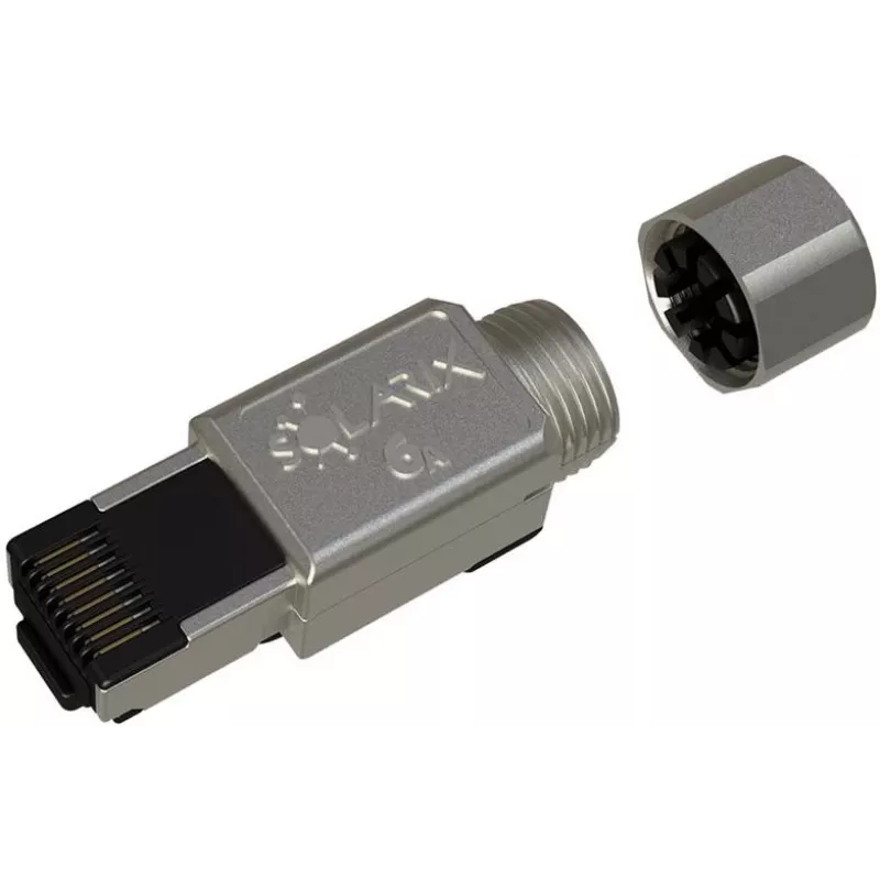 SOLARIX Conector RJ45 Cat.6A STP industrial sin herramienta, 1 ud., Negro/Plata
