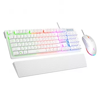 Conjunto de teclado y ratón con cable Rampage Fortuna blanco
