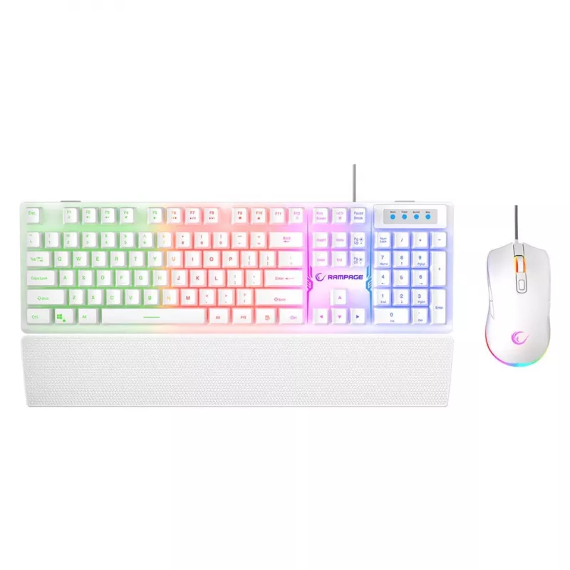 Conjunto de teclado y ratón con cable Rampage Fortuna blanco