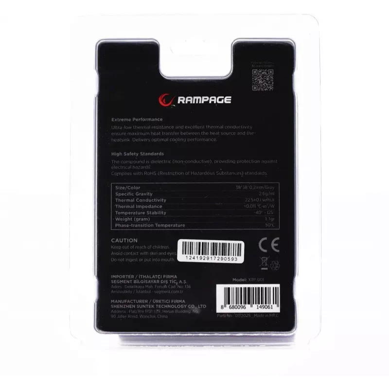 Almohadilla térmica Rampage Termopad XTP-001 38×38×0,2 mm PTM