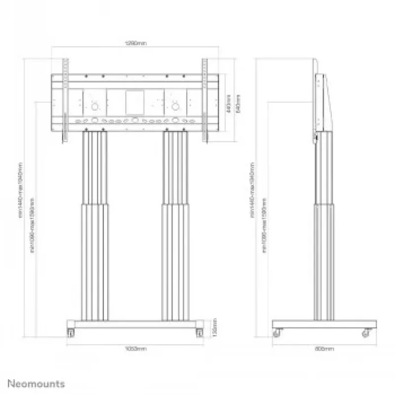Soporte de suelo móvil motorizado NEOMOUNTS NEWSTAR para pantallas de 70-120 pulgadas, VESA 300x200 a 1200x600, plata