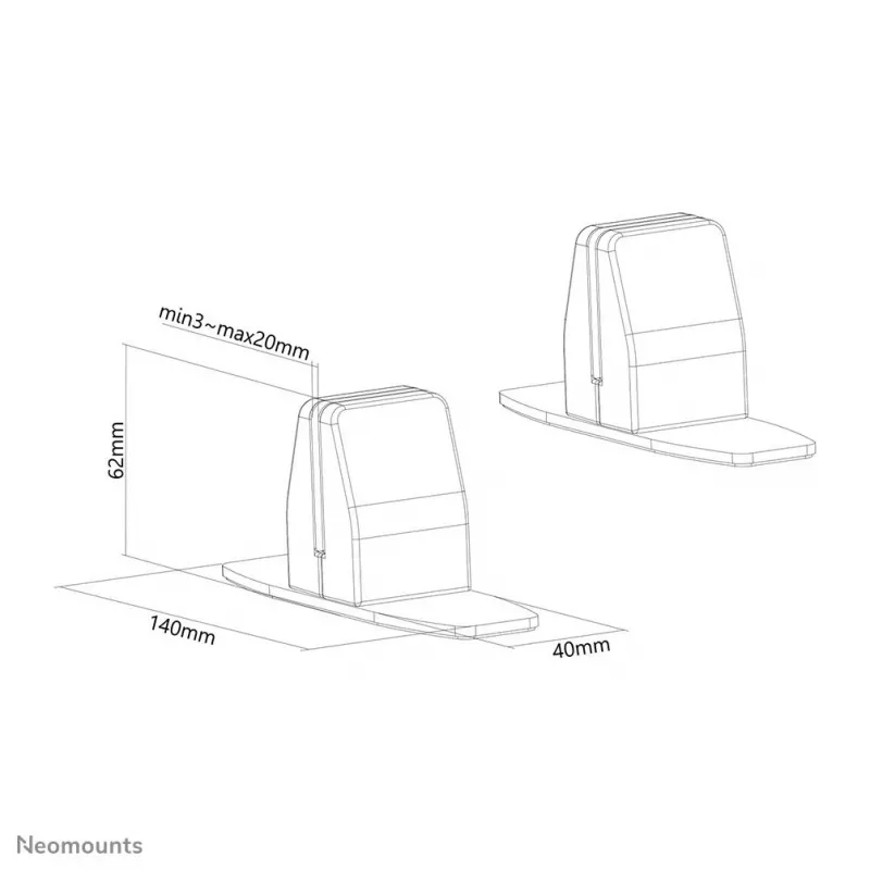 Soporte de mesa Neomounts para protectores de cristal de la serie NS-GLSPROTECT - pack de 2 - blanco