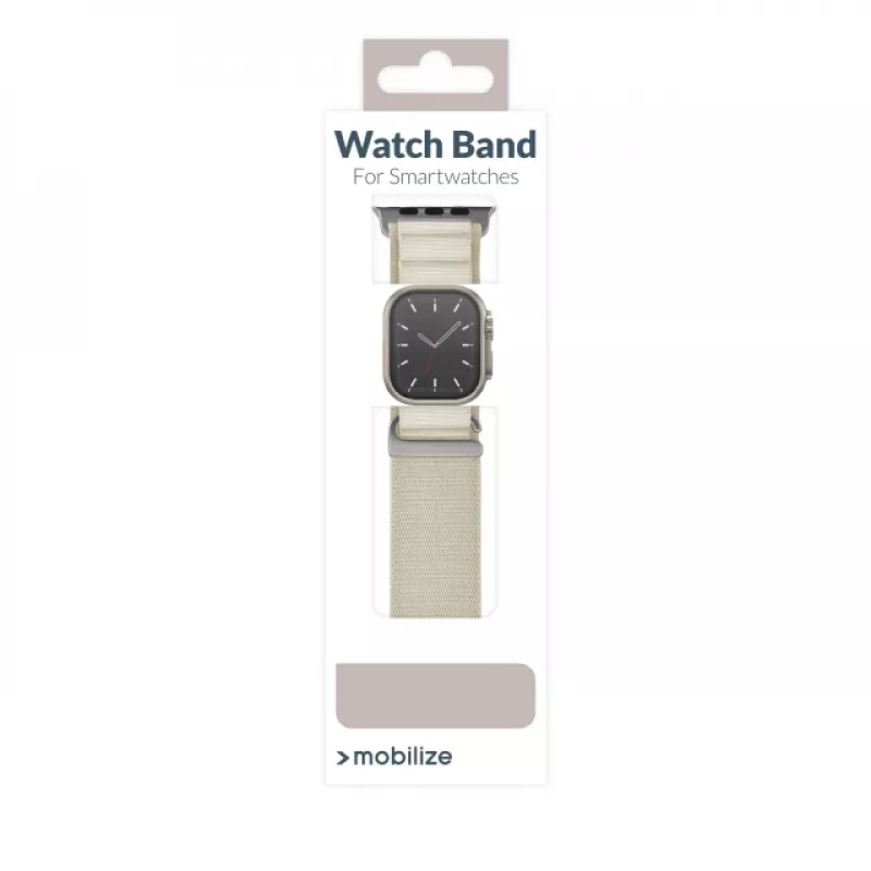 Correa de nailon para reloj Mobilize - Alpine - conector de titanio - para Apple 38/40/41mm - Starlight