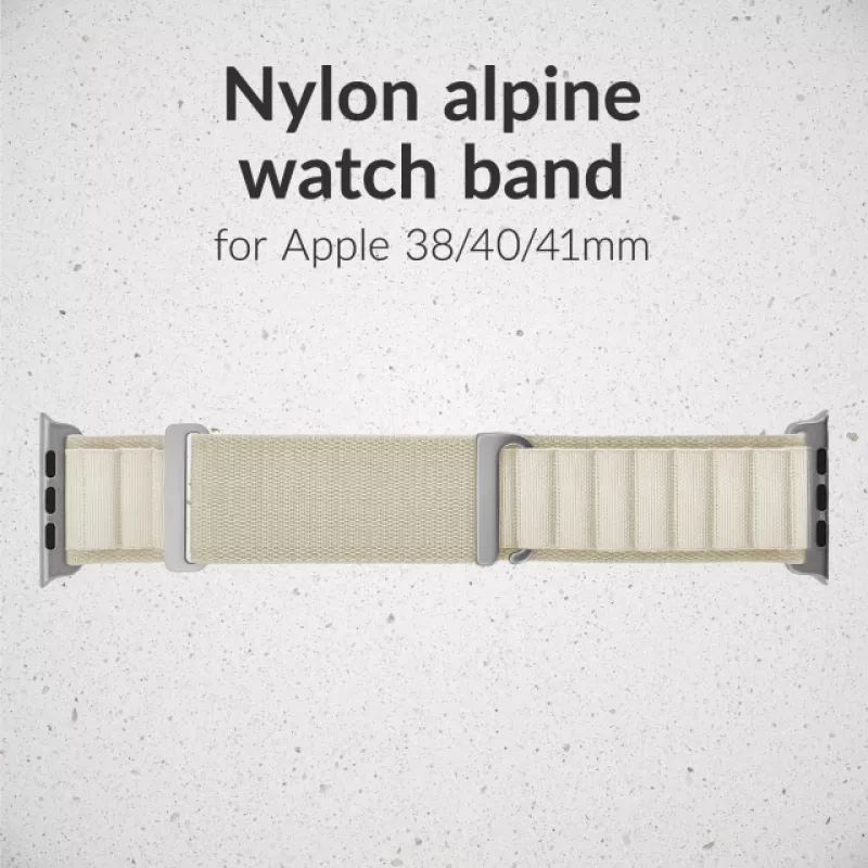 Correa de nailon para reloj Mobilize - Alpine - conector de titanio - para Apple 38/40/41mm - Starlight