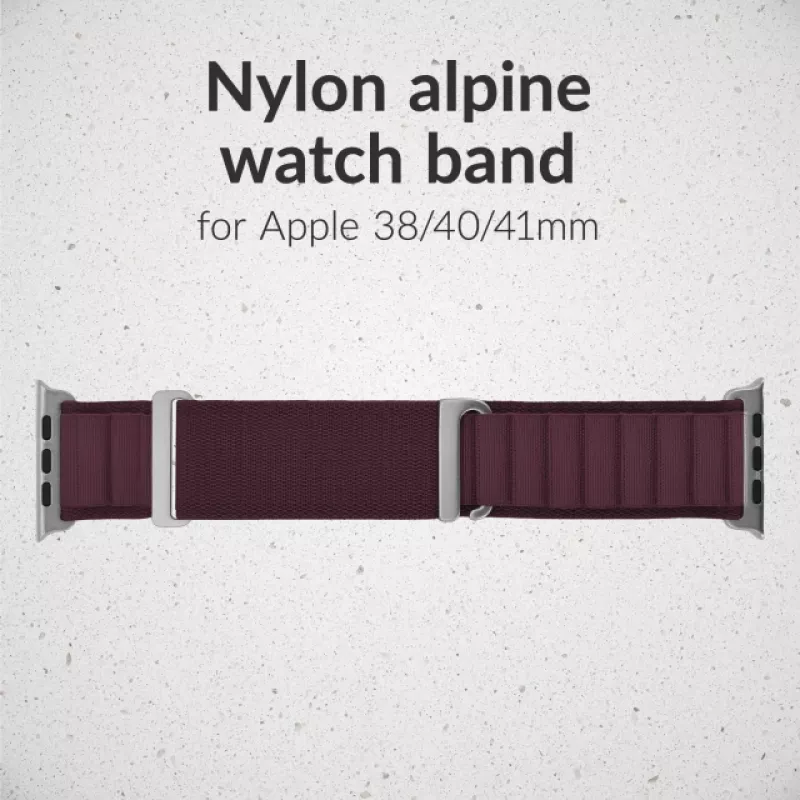 Correa de nailon para reloj Mobilize - Alpine - conector de titanio - para Apple 38/40/41mm - Bordeaux