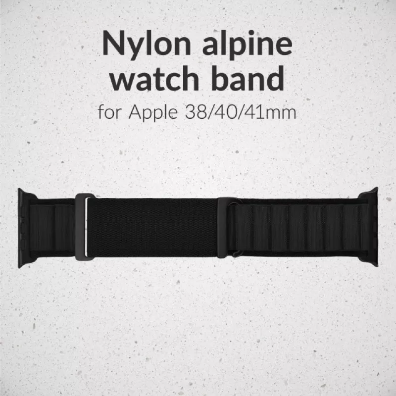 Correa de reloj Mobilize de nailon - Alpine - conector negro - para Apple 38/40/41mm - negra