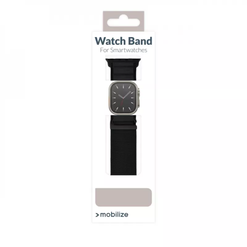 Correa de reloj Mobilize de nailon - Alpine - conector negro - para Apple 38/40/41mm - negra