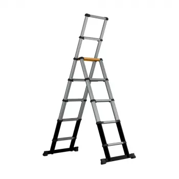 Batavia 7065240 escalera telescópica 205 cm, carga 150 kg, aluminio anodizado, plata/negro