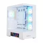 Zalman P40 DS caja de PC semitorre blanca con 4 ventiladores ARGB de 140mm, panel lateral de cristal templado, frontal de malla, blanca