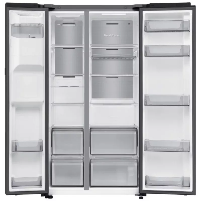 Samsung RS80F64KEFEO Frigorífico combi americano, 615L, Total No Frost, dispensador de agua y hielo con toma de agua, acabado acero inoxidable