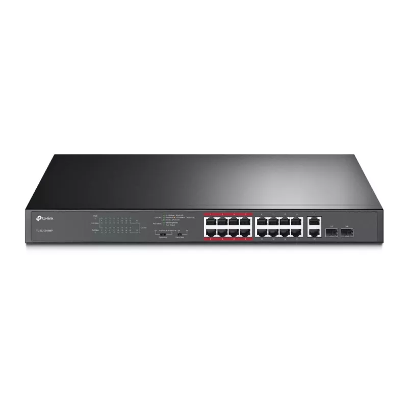 Switch PoE+ Gigabit no gestionado TP-Link TL-SL1218MP de 18 puertos (16 puertos PoE+, presupuesto 150W)