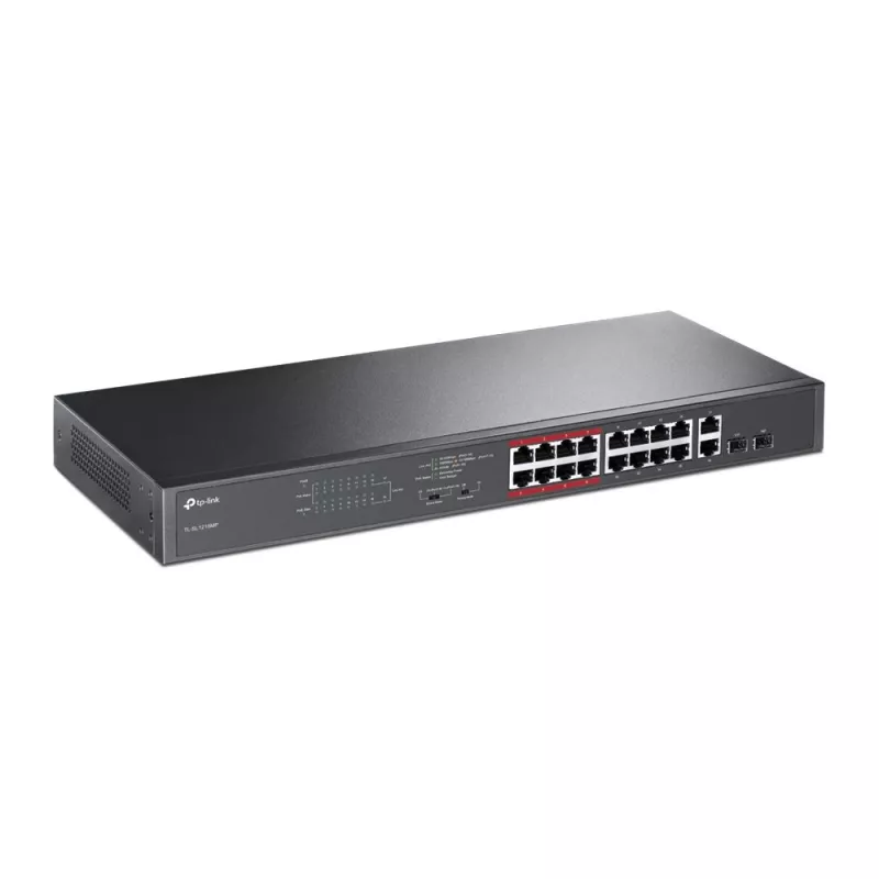 Switch PoE+ Gigabit no gestionado TP-Link TL-SL1218MP de 18 puertos (16 puertos PoE+, presupuesto 150W)