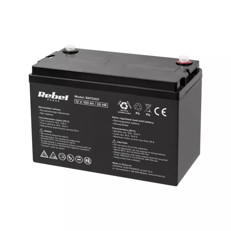 REBEL VIPOW Batería de gel 12V 100Ah
