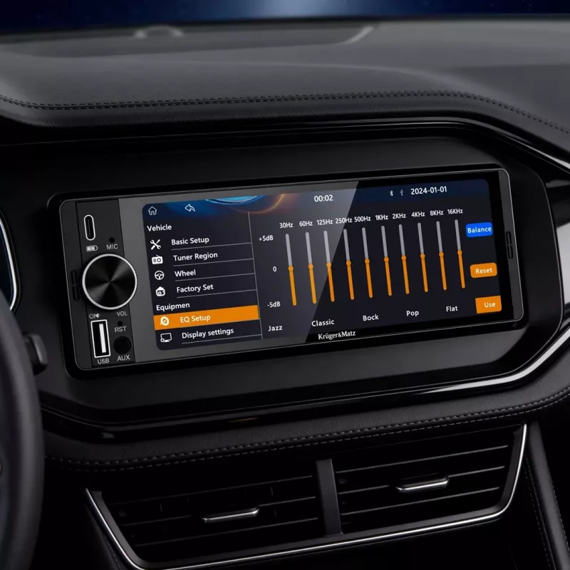 KRUGER & MATZ KM2016 Radio para coche 1DIN con Apple CarPlay y Android Auto, pantalla táctil LCD de 7