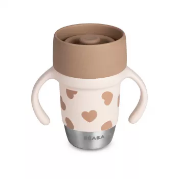 Beaba BigLove Vaso de entrenamiento de acero inoxidable 360° 250 ml Rosa